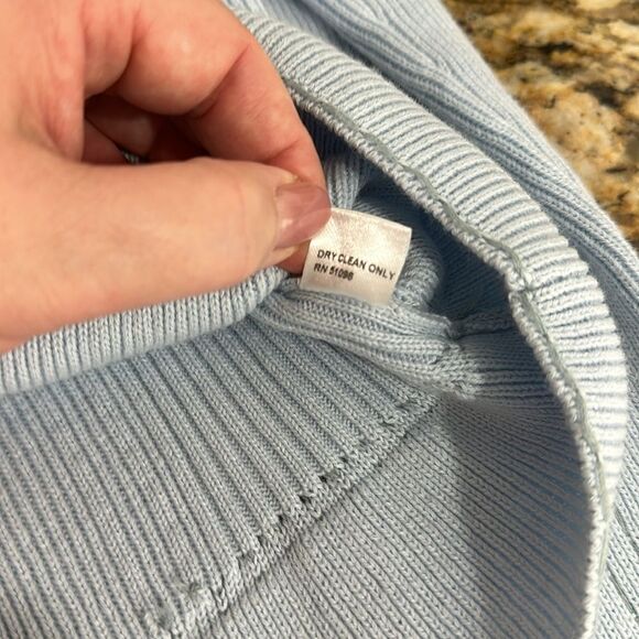 Acrobat Blue Cashmere Blend Blue Contrast Stitching Cardigan Sweater Size S - Picture 7 of 10